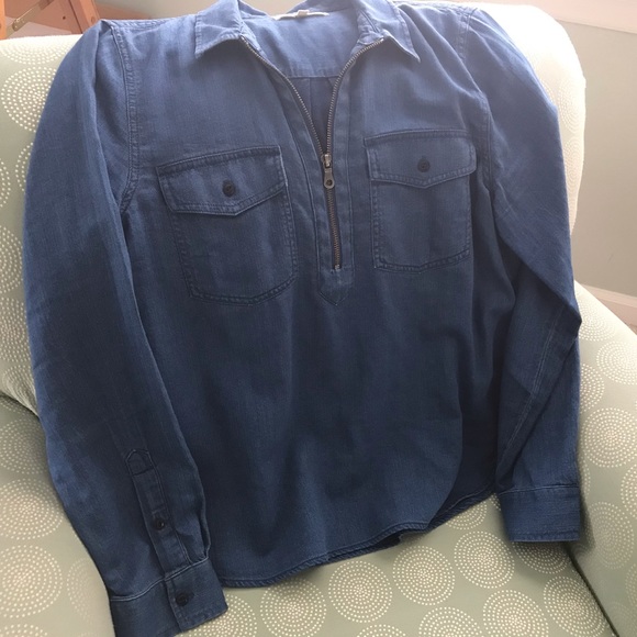 zip denim shirt